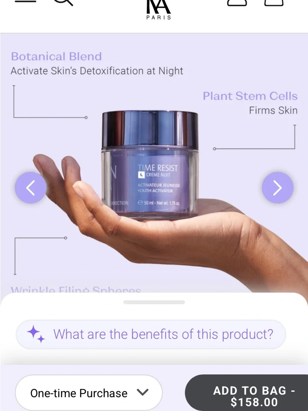 YONKA PARIS Time Resist Night Cream - Youth Activator Activateur Jeunesse